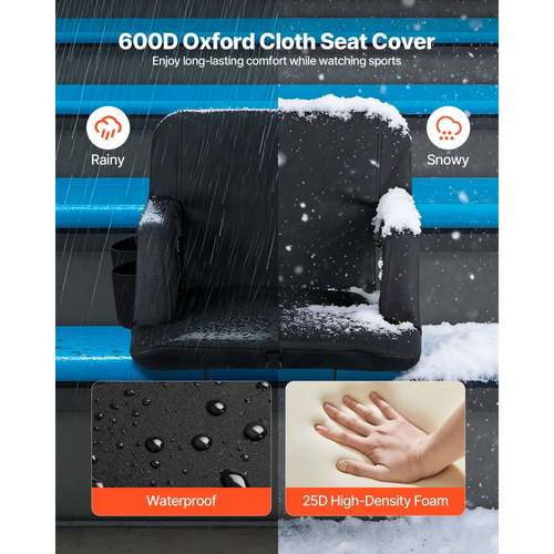 Κάθισμα Σταδίου VEVOR, 6 ρυθμιζόμενες γωνίες καρέκλας λευκής, κάθισμα σταδίου με μαξιλάρι 73,66 mm με στήριξη πλάτης και μπράτσο, φαρδιά καρέκλα λευκής με θήκη για ποτήρια για πικνίκ, σπορ στην παραλία και παιχνίδια