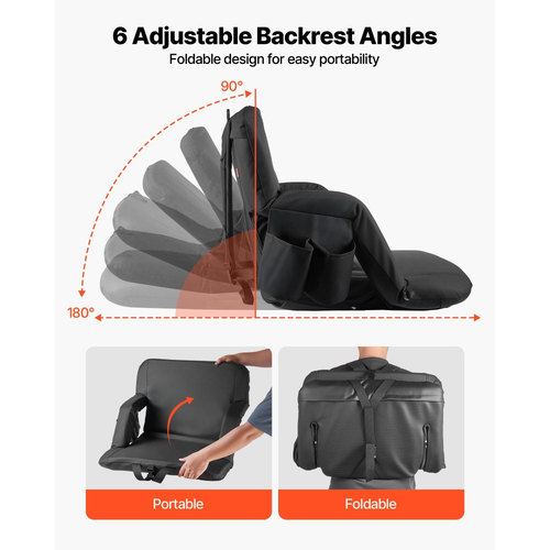 Κάθισμα Σταδίου VEVOR, 6 ρυθμιζόμενες γωνίες καρέκλας λευκής, κάθισμα σταδίου με μαξιλάρι 73,66 mm με στήριξη πλάτης και μπράτσο, φαρδιά καρέκλα λευκής με θήκη για ποτήρια για πικνίκ, σπορ στην παραλία και παιχνίδια