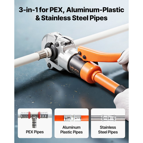 Εργαλείο πτύχωσης υδραυλικών σωλήνων VEVOR, πολυλειτουργικό πτύχωμα εξαρτημάτων σωλήνων με σιαγόνες TH16 TH20 TH26 TH32 για σωλήνες PEX και αλουμινίου-πλαστικού, και σιαγόνες V12 V15 V18 V22 V28 για σωλήνες από ανοξείδωτο χάλυβα