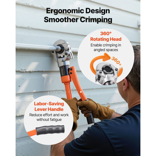 Εργαλείο πτύχωσης υδραυλικών σωλήνων VEVOR, πολυλειτουργικό πτύχωμα εξαρτημάτων σωλήνων με σιαγόνες TH16 TH20 TH26 TH32 για σωλήνες PEX και αλουμινίου-πλαστικού, και σιαγόνες V12 V15 V18 V22 V28 για σωλήνες από ανοξείδωτο χάλυβα