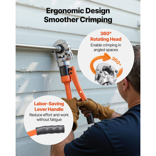 Εργαλείο πτύχωσης υδραυλικών σωλήνων VEVOR, Πρεσαριστό εξάρτημα σωλήνων από ανοξείδωτο χάλυβα με σιαγόνες V12, V15, V18, V22, V28 και θήκη μεταφοράς, κιτ εργαλείων πτύχωσης για υδραυλικές επισκευές και εγκαταστάσεις