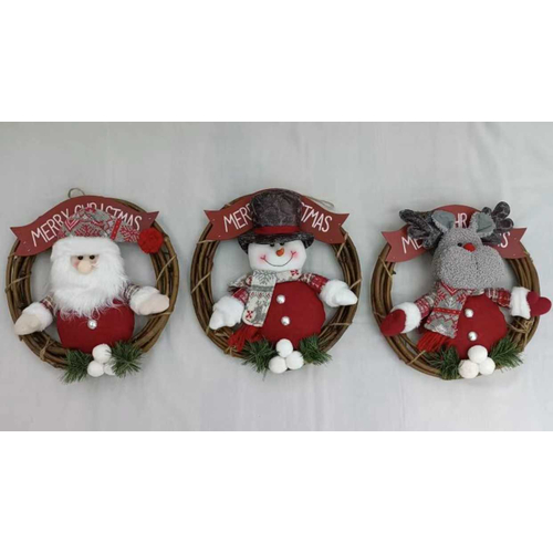 Χριστουγεννιάτικο διακοσμητικό κρεμαστό στεφάνι με φιγούρα - 30x30cm - 212184