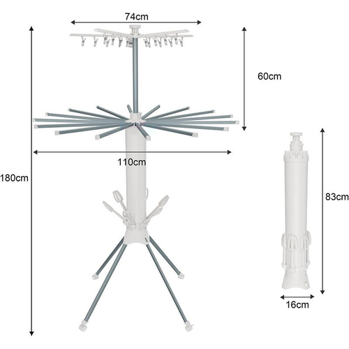 Πτυσσόμενη κρεμάστρα δαπέδου & απλώστρα ρούχων τροχήλατη - 12001-3 - 114258