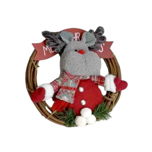 Χριστουγεννιάτικο διακοσμητικό κρεμαστό στεφάνι με φιγούρα - 30x30cm - 212184