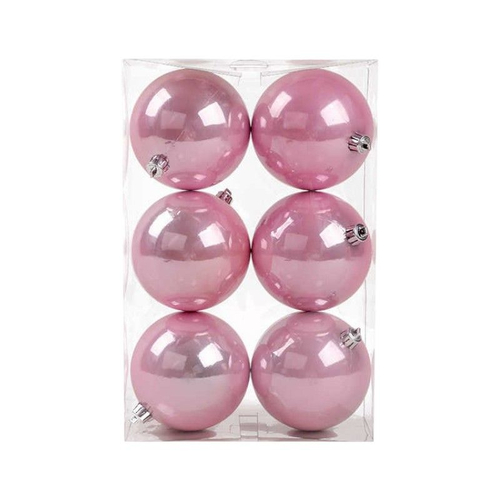 Σετ Χριστουγεννιάτικες μπάλες - 10cm - 6pcs - 326000 - Pink