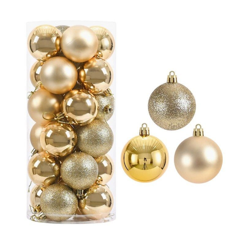 Σετ Χριστουγεννιάτικες μπάλες - 8cm - 24pcs - 326093 - Gold