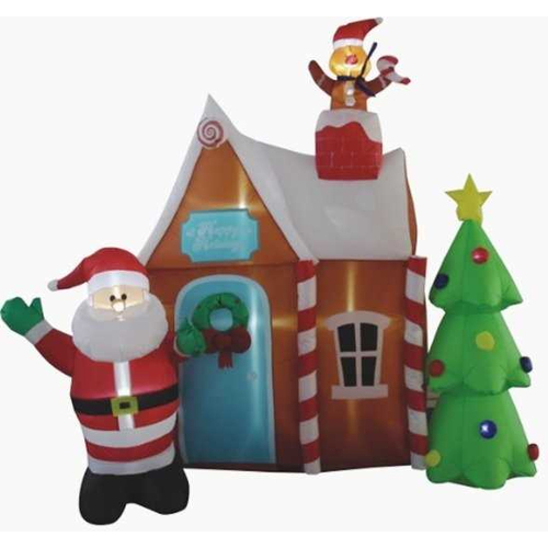 Φουσκωτό διακοσμητικό Σπιτάκι Άγιου Βασίλη με φωτισμό - 1.8m - 817230