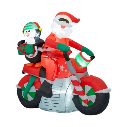 Φουσκωτός διακοσμητικός  Άγιος Βασίλης με μοτοσυκλέτα & φωτισμό - 1.5m - 817117