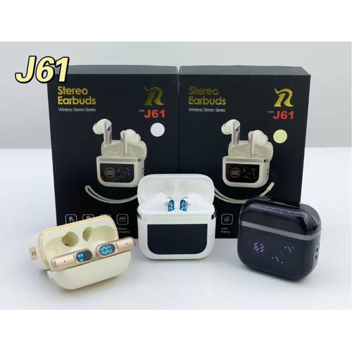 Ασύρματα ακουστικά Bluetooth με ψηφιακή οθόνη & θήκη φόρτισης - J61 - 814031 - White