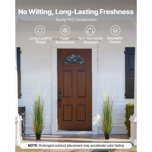 Τεχνητό φυτό χόρτου VEVOR, 2 συσκευασίες 1194 χιλιοστών λουλουδιών καλαμιών σε γλάστρα, Premium PVC Faux Faux Greenery Plant για εσωτερική, εξωτερική, κατοικία, κήπο, γραφείο, διακόσμηση δωματίου, εγκαίνια σπιτιού, πράσινο