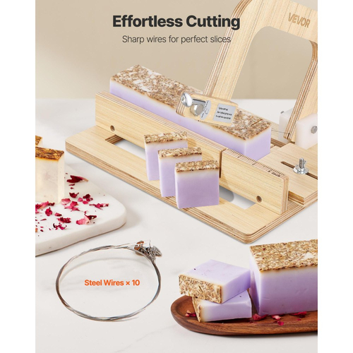 Κόφτης σαπουνιού VEVOR, ρυθμιζόμενο πάχος 0-2 ίντσες, κόφτης σαπουνιού ξύλου με ρυθμιζόμενη τάση σύρματος από ανοξείδωτο ατσάλι, με επιπλέον σύρματα, χειροποίητος κόφτης πολλαπλών χρήσεων για κεριά, εργαλείο κοπής DIY