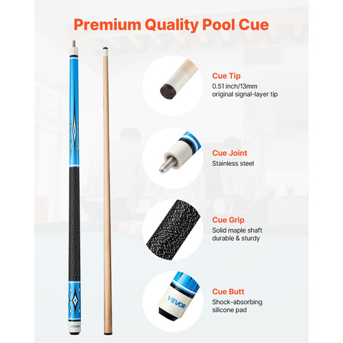 Στέκα Μπιλιάρδου VEVOR, 4 τεμάχια μπαστούνια μπιλιάρδου, μπαστούνια μπιλιάρδου από καναδικό ξύλο σφενδάμου 1473,2 χιλ. με δακτύλιο σύνδεσης ABS, Μπαστούνια μπιλιάρδου για επαγγελματικό τραπέζι μπιλιάρδου, μπαρ, σπίτι, γραφείο, 510g, 538g, 566g, 595g