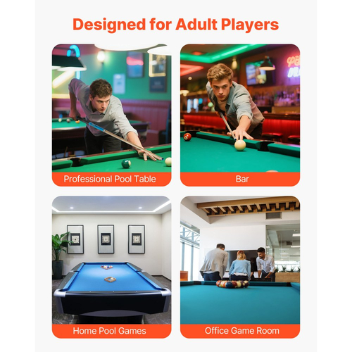 Στέκα Μπιλιάρδου VEVOR, 4 τεμάχια μπαστούνια μπιλιάρδου, μπαστούνια μπιλιάρδου από καναδικό ξύλο σφενδάμου 1473,2 χιλ. με δακτύλιο σύνδεσης ABS, Μπαστούνια μπιλιάρδου για επαγγελματικό τραπέζι μπιλιάρδου, μπαρ, σπίτι, γραφείο, 510g, 538g, 566g, 595g