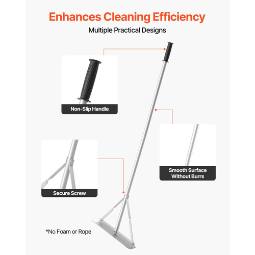 Τσουγκράνα τοπίου VEVOR, λαβή 1510 mm, κεφαλή πλάτους 508 mm, μεγάλο αλφάδι αλουμινίου βαρέως τύπου, εργαλείο τσουγκράνας ασφάλτου για ισοπέδωση ασφάλτου και εδάφους, οδοστρώματα σκυροδέματος, ισοπέδωση άμμου, χωρίς δόντια