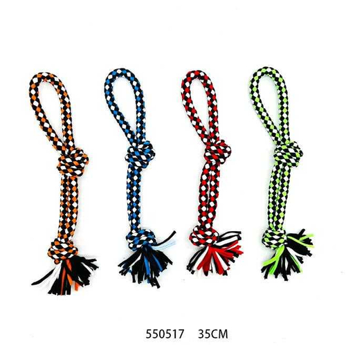 Υφασμάτινο παιχνίδι σκύλου σχοινί με κόμπους - 35cm - 12pcs - 550517