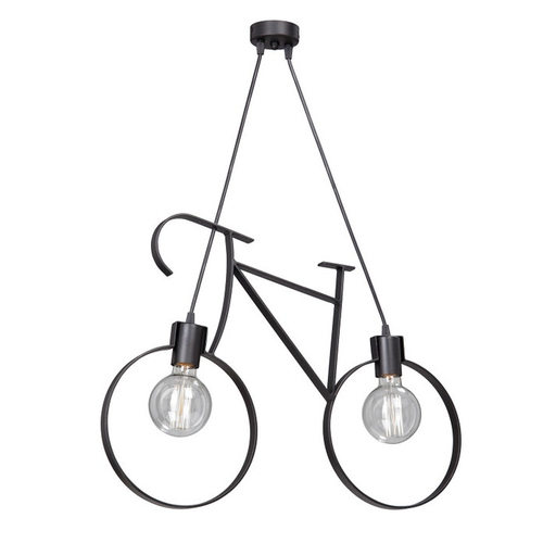 Bike Light - Κρεμαστό Δίφωτο Φωτιστικό E27 Industrial Μέταλλο Μαύρο Μοντέρνο Design - Μ67 x Π3.5 x Υ41cm