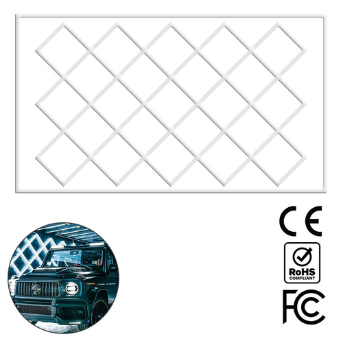 OptiMesh - Διακοσμητικό LED Φωτιστικό Πάνελ Οροφής Πολυγωνικού Σχεδιασμού με Εσωτερικά Μοτίβα - 680W 110-240V - Μ484.0 x Π283.4 x Υ2cm - Ψυχρό Λευκό 6500K