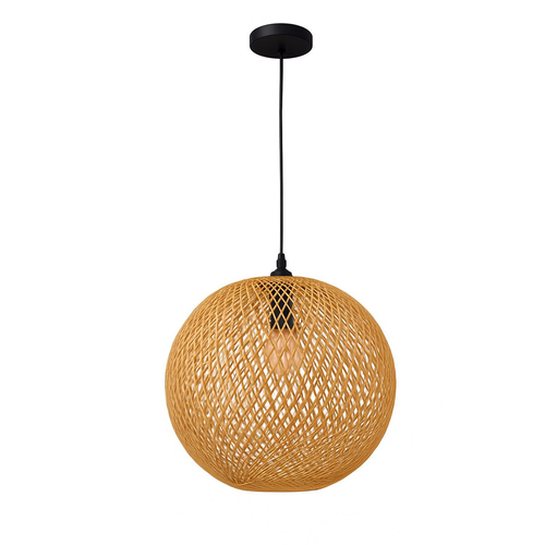 VenCore Araya 6089-10004 - Φωτιστικό Οροφής Μονόφωτο Κρεμαστό Μπεζ Μπαμπου - Μοντέρνο Σχέδιο με Βάση-Ντουί 1xE27