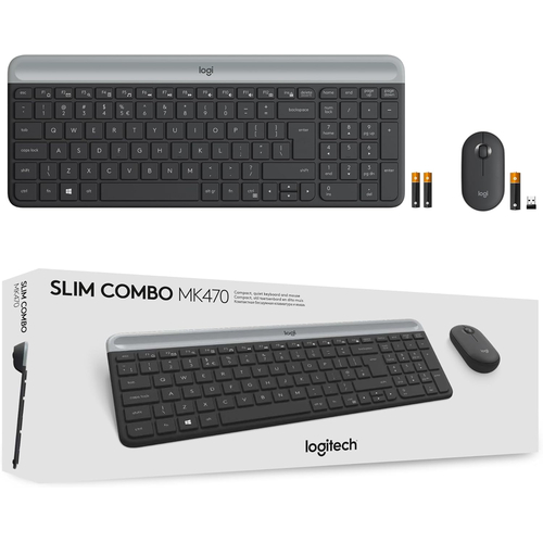 Logitech MK470 - Ασύρματο Σετ Πληκτρολόγιο & Ποντίκι USB - Αγγλικό US - Μαύρο