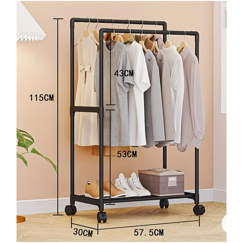 Τροχήλατη κρεμάστρα δαπέδου με ράφι παπουτσιών - YX9108-1 - 522770 - White