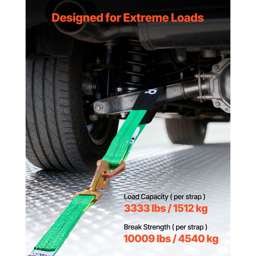 Κιτ πρόσδεσης τάκου τροχού VEVOR, Ιμάντας πρόσδεσης τρέιλερ τύπου άξονα, Κιτ πρόσδεσης αυτοκινήτου με ελατηριωτό γάντζο, Αντοχή σε θραύση 4540 kg & Φορτίο εργασίας 1512 kg Σύστημα πρόσδεσης μοτοσικλέτας για ATV, UTV, τρέιλερ