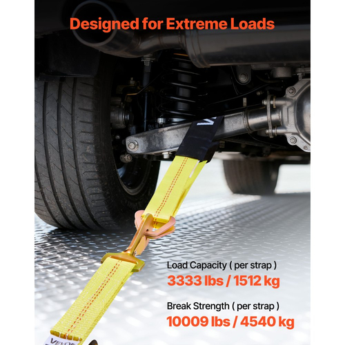 Κιτ πρόσδεσης τάκου τροχού VEVOR, Ιμάντας πρόσδεσης τρέιλερ τύπου άξονα, Κιτ πρόσδεσης αυτοκινήτου με αντοχή σε θραύση 4540 kg, Φορτίο εργασίας 1512 kg, Ιμάντας καστάνιας τρέιλερ για ATV, UTV και βαρέα φορτηγά