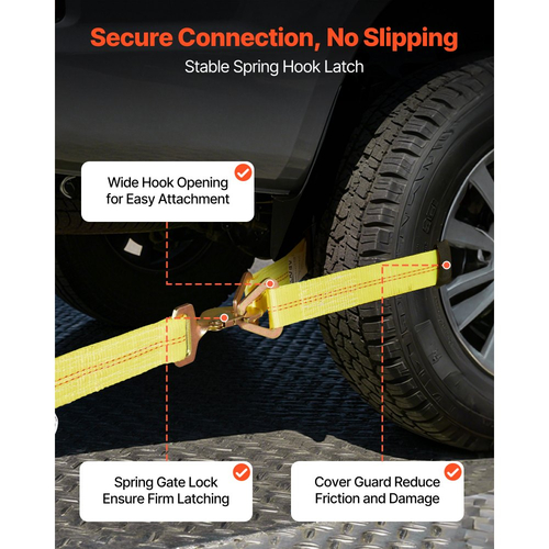 Κιτ πρόσδεσης τάκου τροχού VEVOR, Ιμάντας πρόσδεσης τρέιλερ τύπου άξονα, Κιτ πρόσδεσης αυτοκινήτου με αντοχή σε θραύση 4540 kg, Φορτίο εργασίας 1512 kg, Ιμάντας καστάνιας τρέιλερ για ATV, UTV και βαρέα φορτηγά