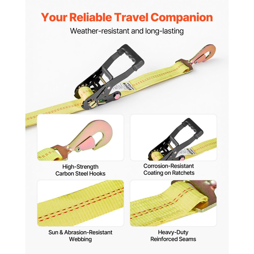 Κιτ πρόσδεσης τάκου τροχού VEVOR, Ιμάντας πρόσδεσης τρέιλερ τύπου άξονα, Κιτ πρόσδεσης αυτοκινήτου με αντοχή σε θραύση 4540 kg, Φορτίο εργασίας 1512 kg, Ιμάντας καστάνιας τρέιλερ για ATV, UTV και βαρέα φορτηγά