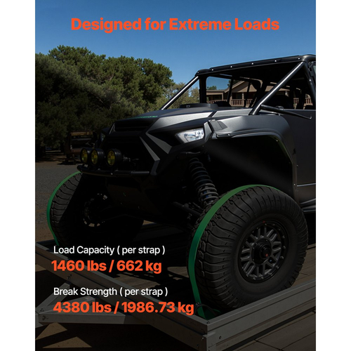 Κιτ πρόσδεσης τάκων τροχού VEVOR, ιμάντας πρόσδεσης ρυμουλκούμενου τύπου τάκου, κιτ πρόσδεσης αυτοκινήτου με αγκράφα, αντοχή σε θραύση 1986,73 kg & φορτίο εργασίας 662 kg, σύστημα πρόσδεσης μοτοσικλέτας με ηλεκτρικούς γάντζους για ATV, UTV