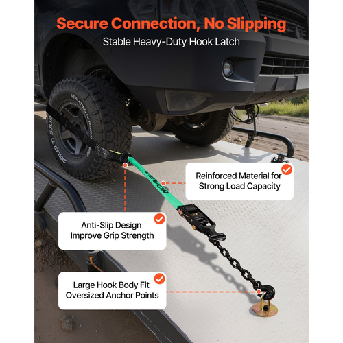 Κιτ πρόσδεσης τάκου τροχού VEVOR, ιμάντας ρυμούλκησης τύπου ελαστικού, κιτ πρόσδεσης αυτοκινήτου με γάντζο βαρέως τύπου, αντοχή σε θραύση 4540 kg & φορτίο εργασίας 1512 kg σύστημα πρόσδεσης μοτοσικλέτας για ATV, SUV, τρέιλερ