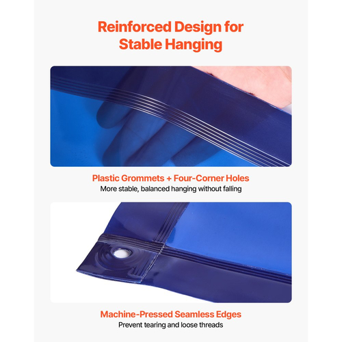 Οθόνη συγκόλλησης VEVOR με πλαίσιο, οθόνη κουρτίνας συγκόλλησης 1,74 x 1,74 m, ανθεκτικές στη φλόγα οθόνες προστασίας βινυλίου με κλειδώσιμους περιστρεφόμενους τροχούς και προστασία UV 6 επιπέδων για εργαστηριακή/βιομηχανική χρήση, μπλε