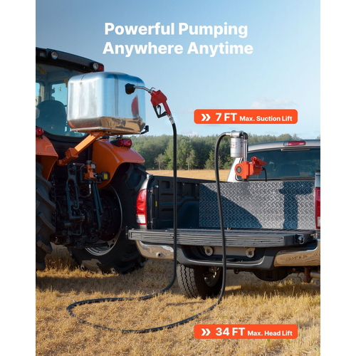 Αντλία μεταφοράς καυσίμου VEVOR, 12V DC 40 L/min, Φορητό κιτ αντλίας μεταφοράς ντίζελ, με ακροφύσιο αυτόματης απενεργοποίησης, εύκαμπτο σωλήνα εκκένωσης, προστασία υπερθέρμανσης, καλώδιο τροφοδοσίας, αντιεκρηκτική, για βενζίνη ντίζελ και κηροζίνη