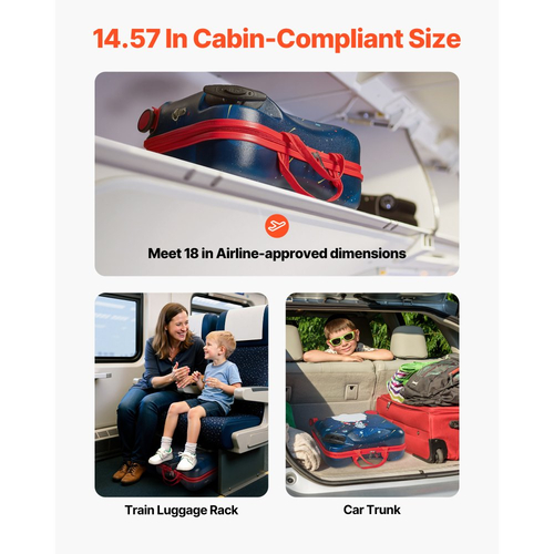 Βαλίτσα μεταφοράς VEVOR, χωρητικότητας 26 λίτρων, 18 ίντσες ρυμούλκησης για νήπια με ρόδες, ρυθμιζόμενος ιμάντας ώμου, ελαφριά παιδική βαλίτσα ιππασίας για αγόρια και κορίτσια ηλικίας 3+, μπλε και λευκό