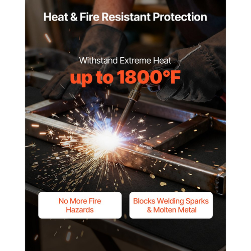 Κουβέρτες συγκόλλησης από τσόχα άνθρακα VEVOR, Συσκευασία 2 κουβερτών συγκόλλησης επιβραδυντικής φλόγας 508mm x 914mm, Κουβέρτα προστασίας ασφαλείας ανθεκτική στη θερμότητα έως 1800°F, Πυρίμαχο μονωτικό υπόστρωμα από ίνες άνθρακα πάχους 3,5mm