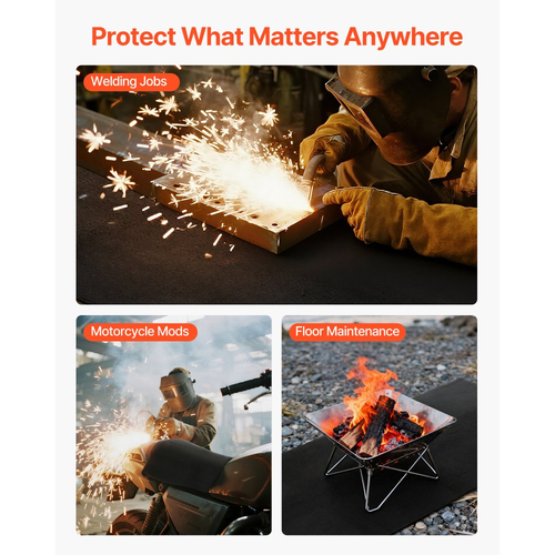 Κουβέρτες συγκόλλησης από τσόχα άνθρακα VEVOR, Συσκευασία 2 κουβερτών συγκόλλησης επιβραδυντικής φλόγας 508mm x 914mm, Κουβέρτα προστασίας ασφαλείας ανθεκτική στη θερμότητα έως 1800°F, Πυρίμαχο μονωτικό υπόστρωμα από ίνες άνθρακα πάχους 3,5mm