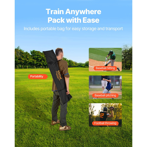 Δίχτυ ρίψης ποδοσφαίρου VEVOR 2438.4x2438.4mm, δίχτυ προπόνησης για ρίψεις στόχων με 6 τσέπες για στόχους, δίχτυ χωρίς κόμπους που περιλαμβάνει ιμάντες και φορητή θήκη μεταφοράς, βελτιώνει την ακρίβεια ρίψης quarterback, κόκκινο