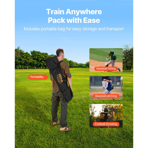 Δίχτυ ρίψης ποδοσφαίρου VEVOR 203,2 x 101,6 χιλ., Δίχτυ προπόνησης ρίψης στόχων με 3 θήκες για στόχους, Δίχτυ χωρίς κόμπους, περιλαμβάνει πλαίσιο τόξου και φορητή θήκη μεταφοράς, βελτιώνει την ακρίβεια ρίψης quarterback