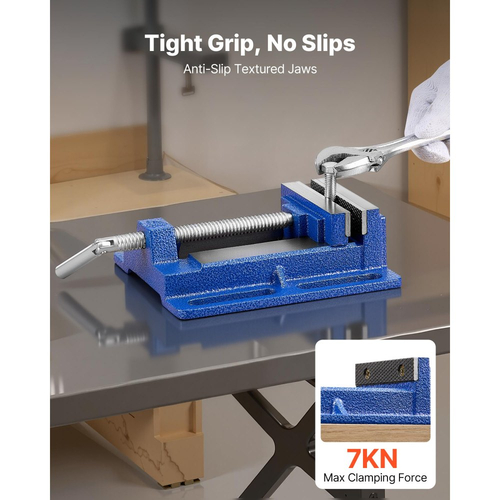 Μέγγενη τρυπανιού VEVOR, πλάτος σιαγόνων 6 ιντσών, φορητή μέγγενη πάγκου, βάση με σχισμές για εύκολη εγκατάσταση, ανθεκτική κατασκευή από χυτοσίδηρο, μέγγενη πάγκου εργασίας, για ξυλουργική, μεταλλουργία, τρύπημα και κοπή