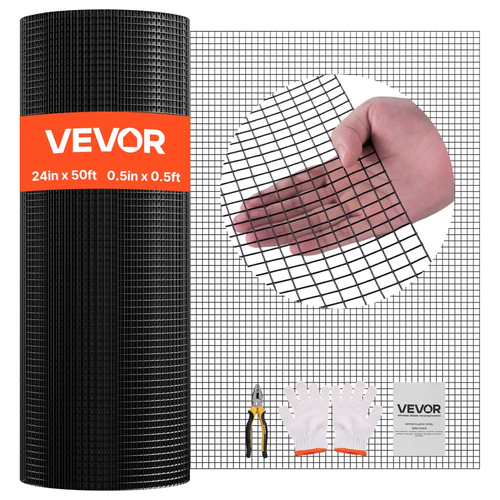 Ύφασμα VEVOR για εξαρτήματα 61cm x 15,2m, ρολό από γαλβανισμένο συρματόπλεγμα 1/2 ίντσας πάχους 19 Gauge, περίφραξη από συρματόπλεγμα κοτόπουλου με επίστρωση βινυλίου ανθεκτικό στις καιρικές συνθήκες, περίφραξη κήπου με συγκολλημένη περίφραξη φυτών βαρέως