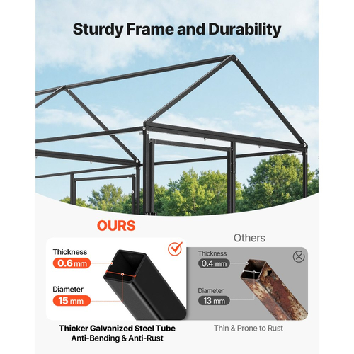 Μεταλλικό κοτέτσι VEVOR για 4-6 κοτόπουλα, 1 x 2 x 1 μ., Μικρό κλουβί για κοτόπουλα με αδιάβροχο κάλυμμα και διπλές πόρτες, συμβατό με ξύλινο κοτέτσι με στέγη Spire, για κουνέλια, κότες, χήνες, πάπιες