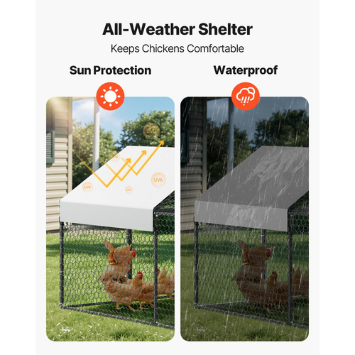 Μεταλλικό κοτέτσι VEVOR για 4-6 κοτόπουλα, 1 x 2 x 1 μ., Μικρό κλουβί για κοτόπουλα με αδιάβροχο κάλυμμα και διπλές πόρτες, συμβατό με ξύλινο κοτέτσι με στέγη Spire, για κουνέλια, κότες, χήνες, πάπιες