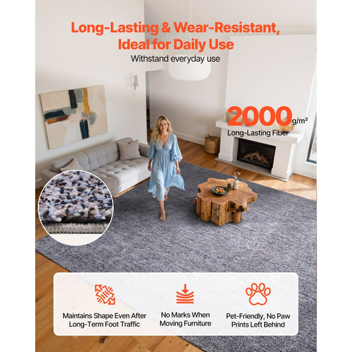 Χαλιά εσωτερικού χώρου VEVOR για βελούδινα δωμάτια, βελούδινο χαλί 2,74 x 3,66 μ., Χαλιά περιοχής με γούνινο πέλος και μακρύ πέλος, Χοντρό και ανθεκτικό χαλί με ψηλό πέλος για περιοχές με υψηλή κυκλοφορία, αντιολισθητικό υπόστρωμα, μπλε-γκρι
