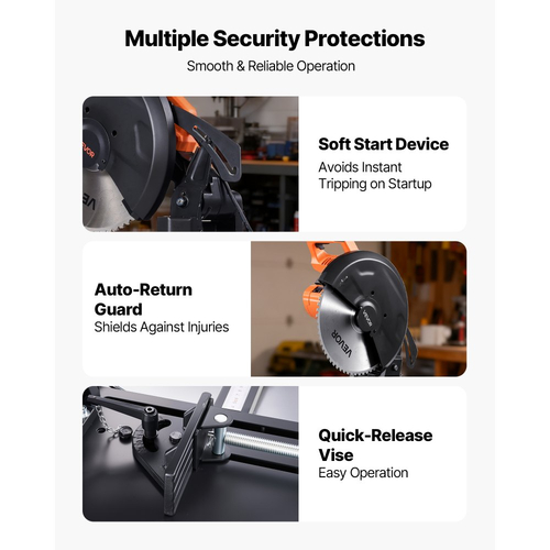 Πριόνι κοπής VEVOR, λεπίδα ψυχρής κοπής από ανοξείδωτο ατσάλι 355 mm, ισχυρός κινητήρας χωρίς ψήκτρες 3500 W, ρυθμιζόμενη ταχύτητα 750-1200 r/min, πριόνι κοπής μετάλλου για μεταλλικούς τετράγωνους και επίπεδους σωλήνες, χάλυβες σχήματος I