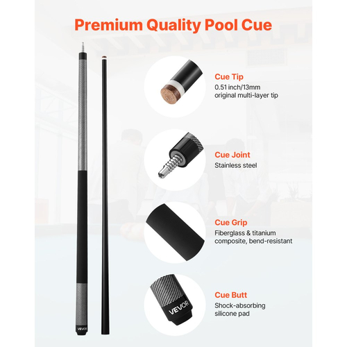 Στέκα πισίνας VEVOR, 1 τεμάχιο μπαστούνι πισίνας, 1473,2 χιλ. & 595 γρ. από υαλοβάμβακα και τιτάνιο, σύνθετο μπαστούνι πισίνας μπιλιάρδου με πολλαπλές στρώσεις, μπαστούνια μπιλιάρδου για επαγγελματικό τραπέζι μπιλιάρδου, μπαρ, παιχνίδια πισίνας στο σπίτι,