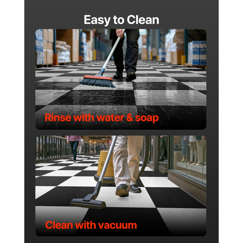 Πλακάκια δαπέδου γκαράζ VEVOR με αλληλοσύνδεση, Συσκευασία 16 τεμαχίων, 513 x 513 x 5 mm, Πλακάκια δαπέδου γκαράζ με αλληλοσύνδεση, αντιολισθητικά χαλάκια PVC με διαμαντένια πλάκα για εργαστήριο, αποθήκη, χώρο εργαλείων, μαύρο