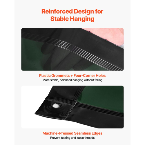 Οθόνη συγκόλλησης VEVOR με πλαίσιο, 3 πάνελ 1,74 x 2,34m, ανθεκτικές στη φλόγα οθόνες βινυλίου με 12 ρόδες και προστασία UV 6 επιπέδων για εργαστηριακή/βιομηχανική χρήση, σκούρο πράσινο