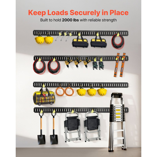 Ράγες πρόσδεσης VEVOR E-Track, 4 τεμάχια, Ράγες πρόσδεσης E 2,3 m, ασφαλίζουν φορτίο και βαριά φορτία έως 909 kg, Σύστημα πρόσδεσης ρυμουλκούμενου κατάλληλο για γκαράζ, βαν, βάσεις πρόσδεσης μοτοσικλετών, βάσεις ATV