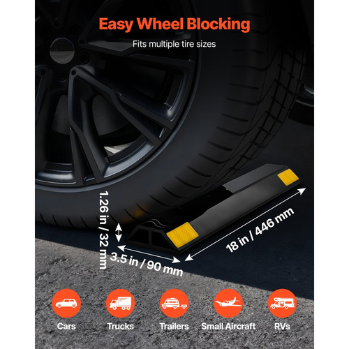 Στοπ στάθμευσης VEVOR, Βοήθημα στάθμευσης βαρέως τύπου 446 mm 2 τεμαχίων για γκαράζ, Στοπ δαπέδου γκαράζ PP με ανακλαστικές ταινίες, Οχήματα, Gadgets για αυτοκίνητα, βαν, φορτηγά, στοπ οδηγών ελαστικών, προφυλακτήρες