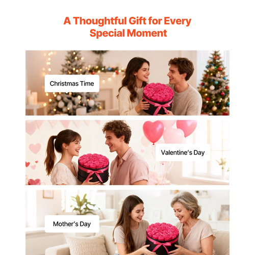 VEVOR Forever Flowers, 27 Διατηρημένα Τριαντάφυλλα σε Κουτί, Αιώνια Λουλούδια Αθάνατη Μπουκέτο Δώρο Γενεθλίων για Παράδοση Prime Women, Σύζυγος, Μητέρες, Επέτειος, Ημέρα του Αγίου Βαλεντίνου, Χριστούγεννα, Κόκκινο Τριαντάφυλλο