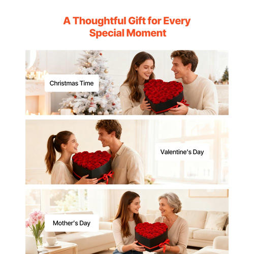 VEVOR Forever Flowers, 27 Διατηρημένα Τριαντάφυλλα σε Κουτί σε Σχήμα Καρδιάς, Αιώνια Λουλούδια, Αθάνατη Μπουκέτο, Δώρο Γενεθλίων για Παράδοση, Prime Women, Σύζυγος, Μητέρες, Επέτειος, Ημέρα του Αγίου Βαλεντίνου, Χριστούγεννα, Κόκκινο